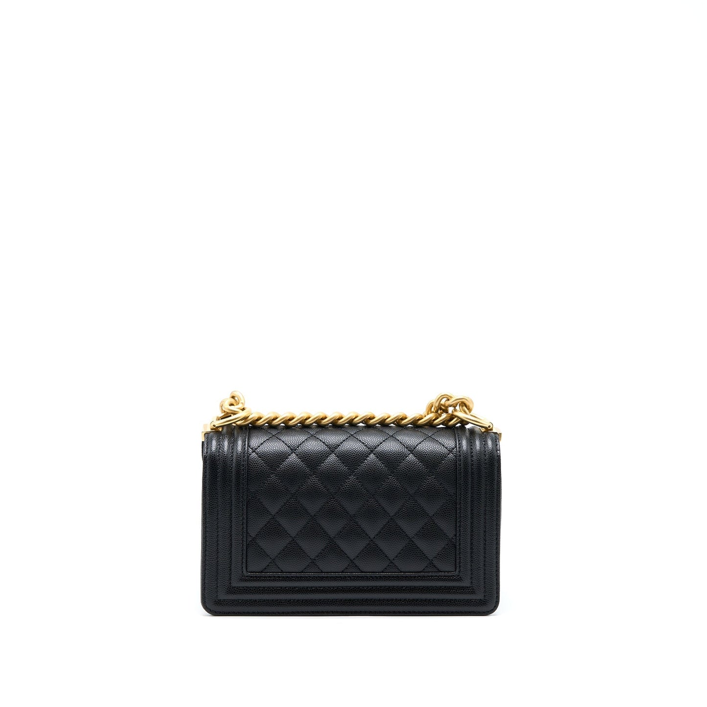 Chanel Boy Caviar Brushed GHW Microchip Black Small Handbag Brushed Ghwmicrochip