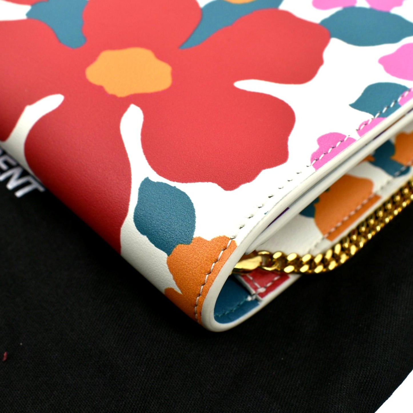 YSL Saint Laurent Yves Floral Print Shoulder Bag Leather Multicolor