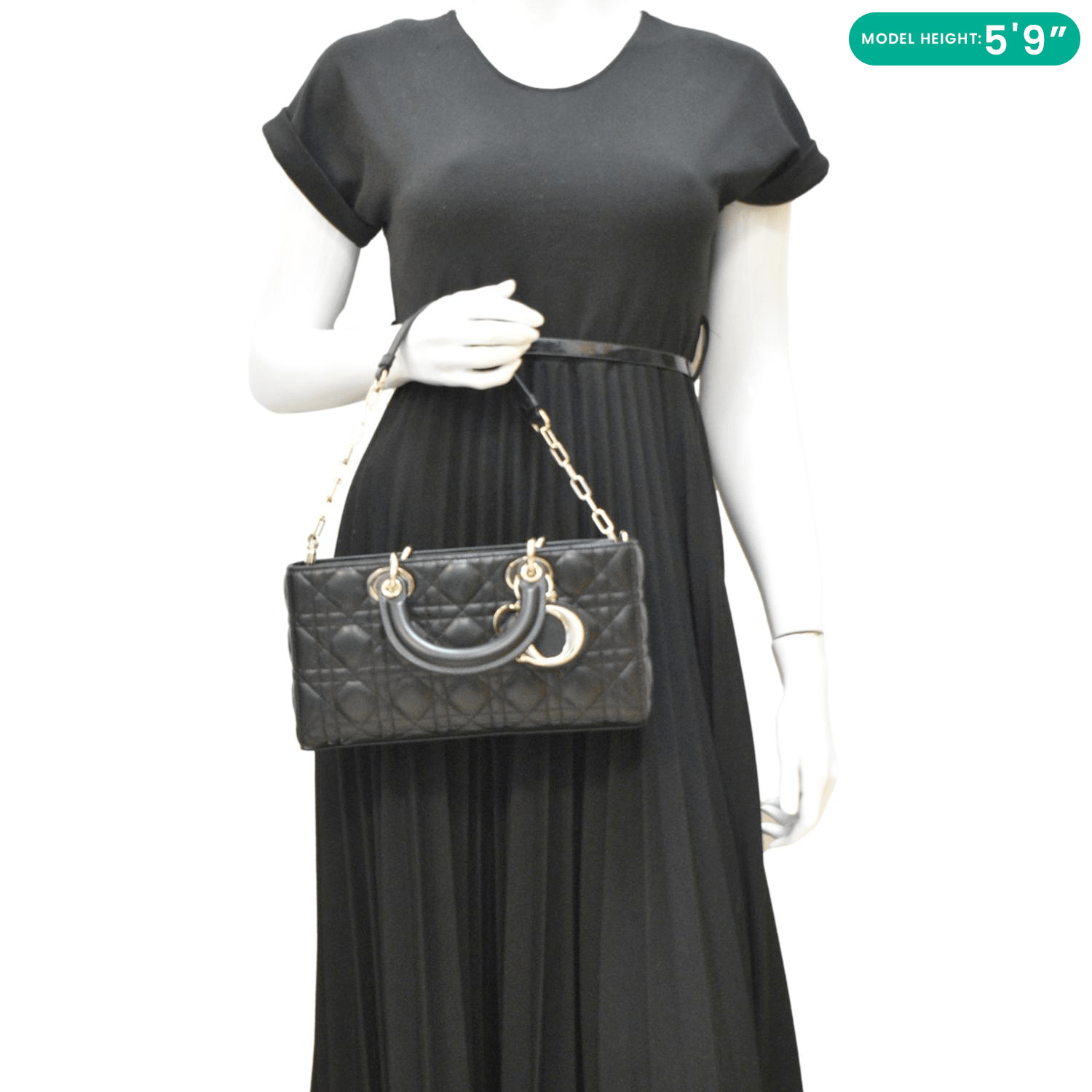 Dior Lady D Joy Cannage Shoulder Bag Leather Black