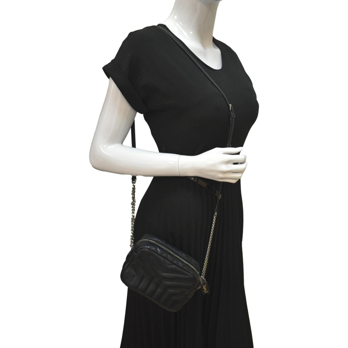 YSL Saint Laurent Yves Calfskin Camera Bag Leather Quilted Black Shoulder Bag