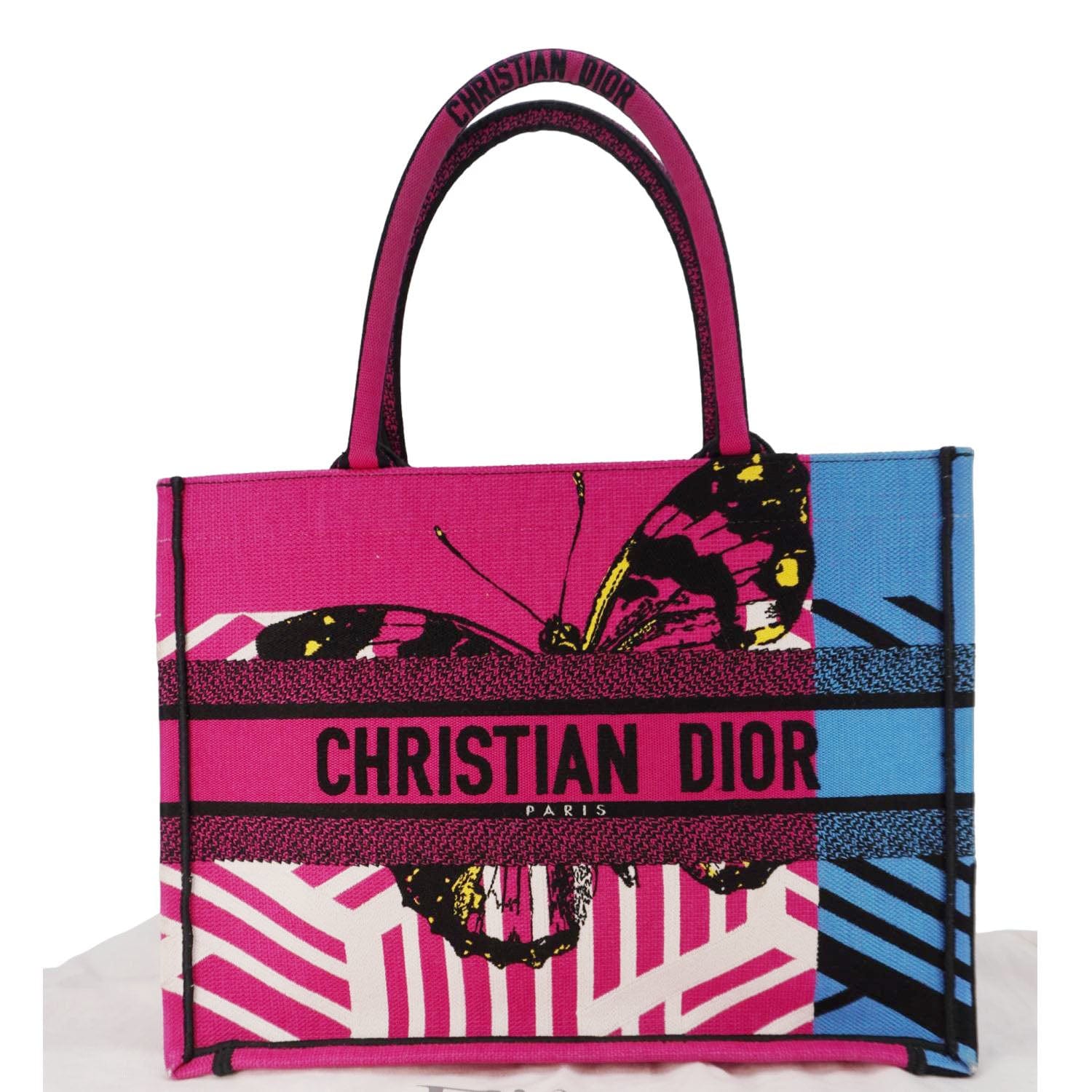 Dior Butterfly Book Tote Bag Canvas Pink