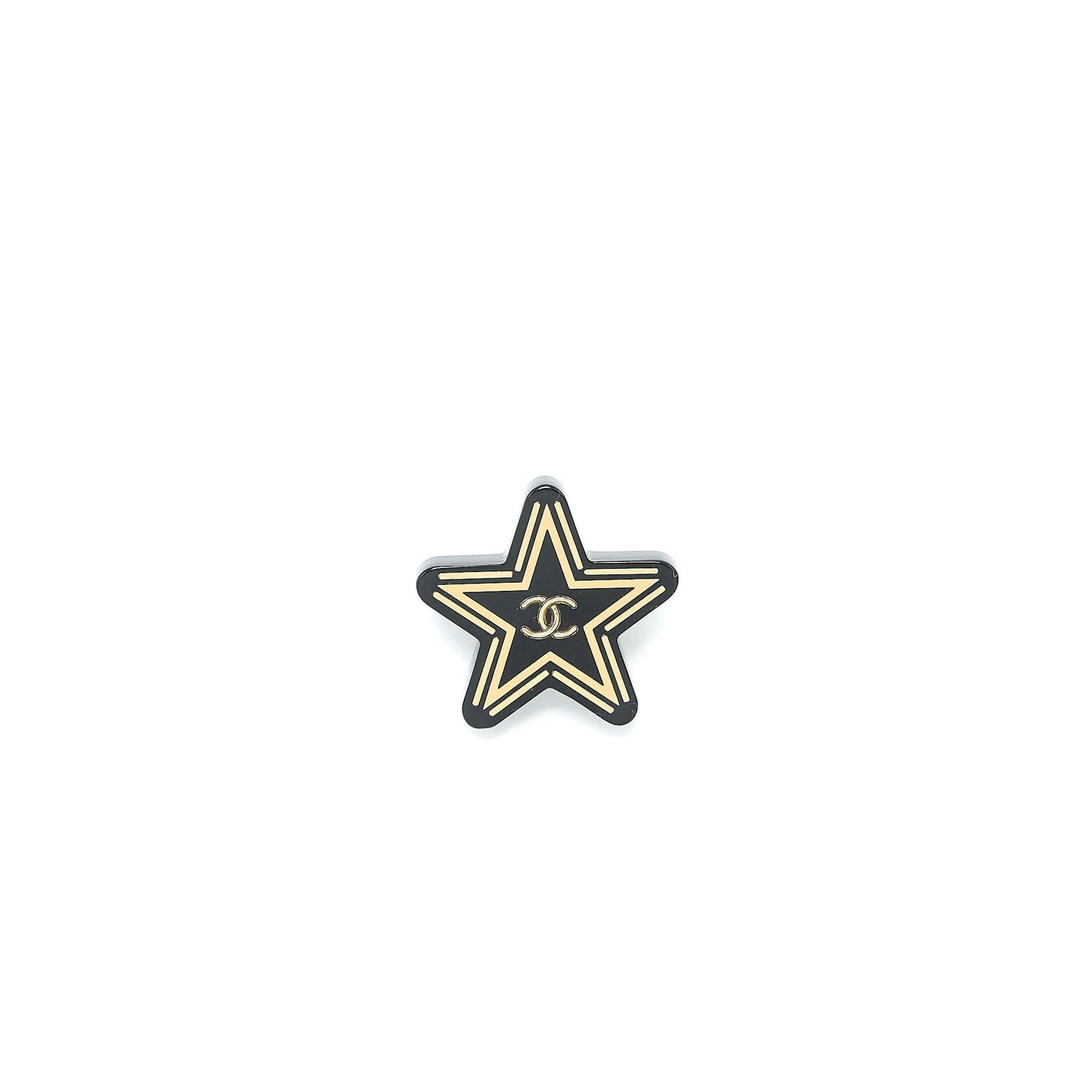 Chanel Star Brooch Tone Black Gold Handbag