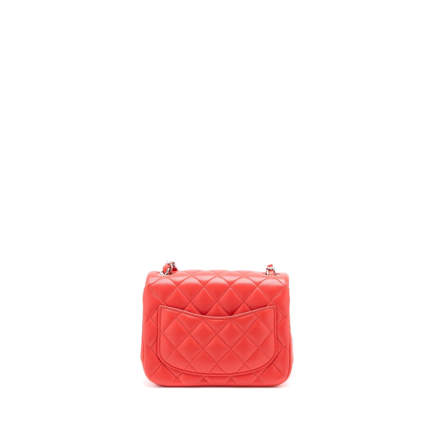 Chanel Square Flap Lambskin SHW Red Orange Shoulder Bag