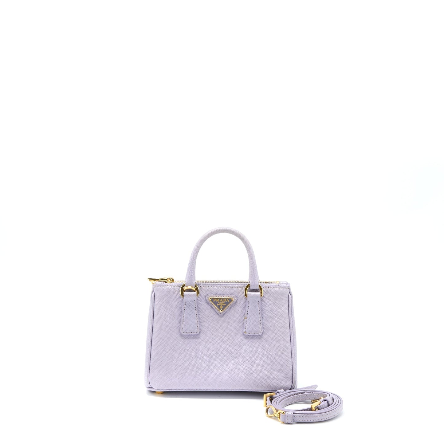 Prada Galleria Saffiano Purse Light Purple Handbag Leather Mini Travel Bag