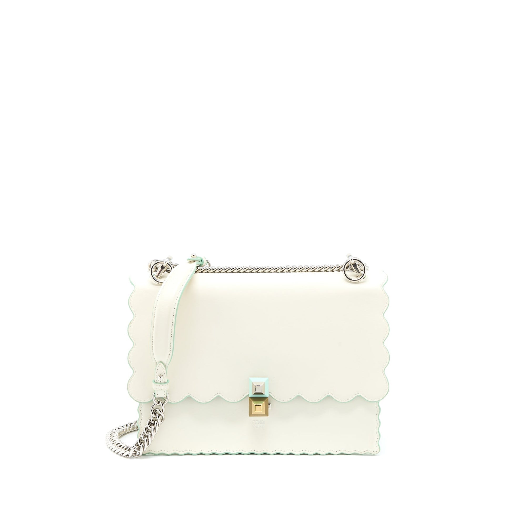 Fendi Kan Purse Calfskin White Travel Bag