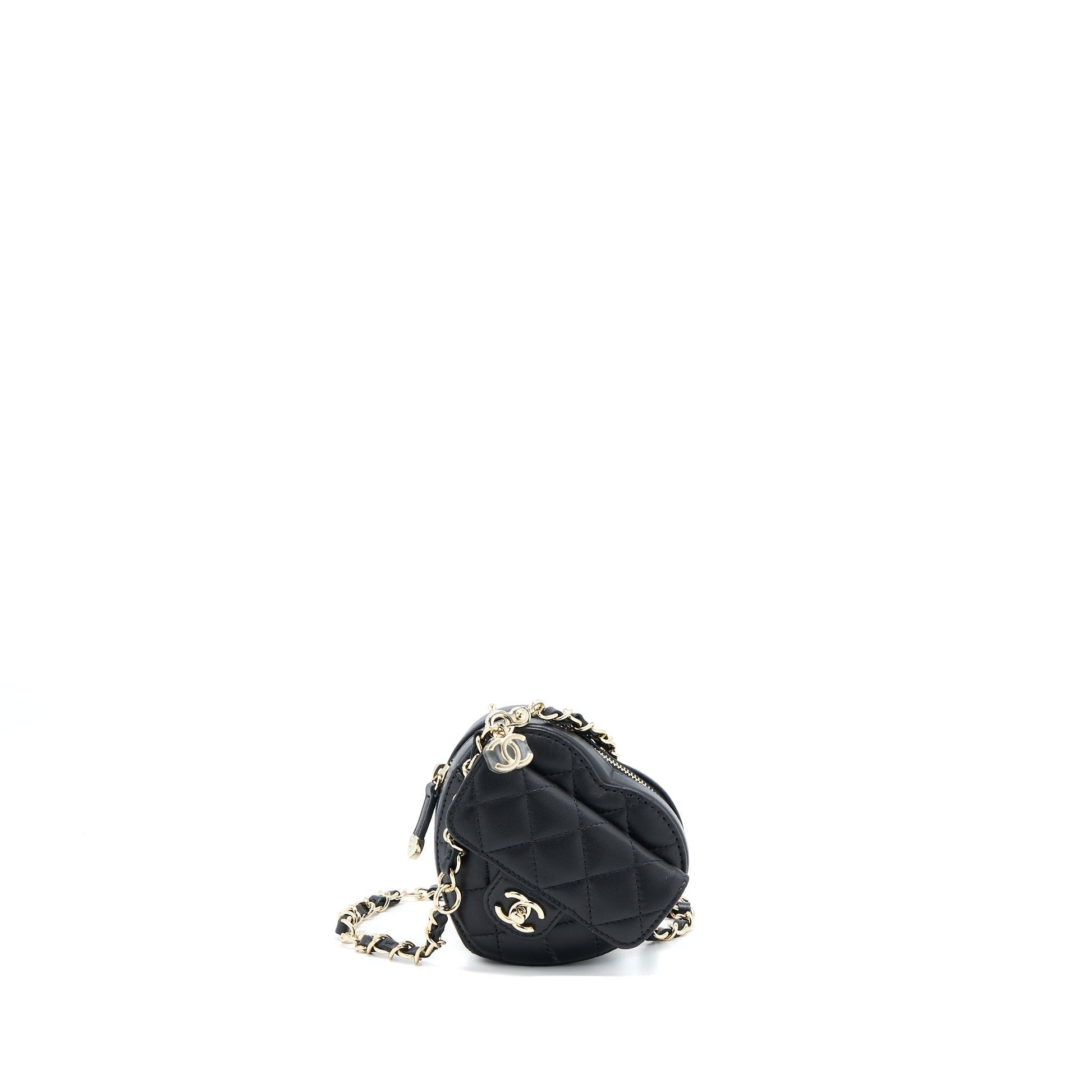 Chanel 22S Heart Belt Lambskin LGHW Black Lghw 7