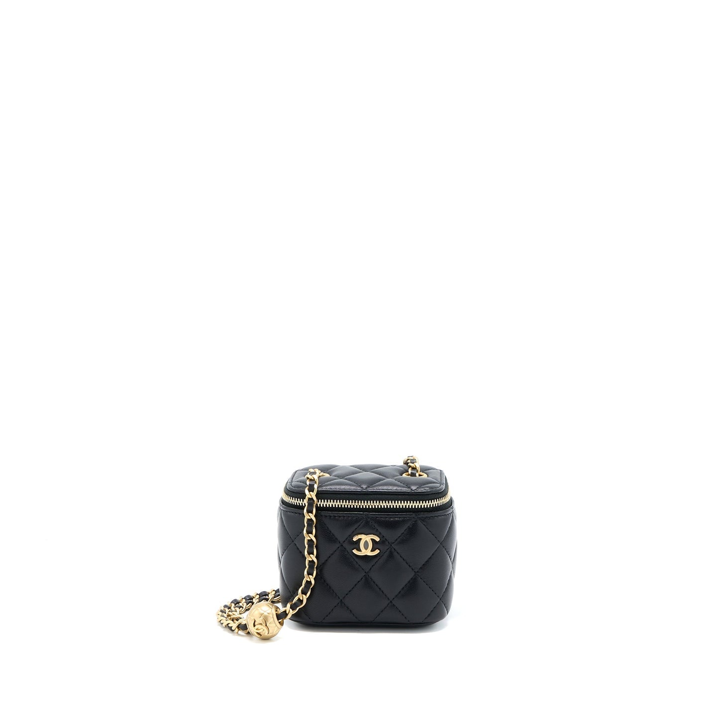 Chanel Pearl Crush Vanity Lambskin LGHW Black Mini Bag