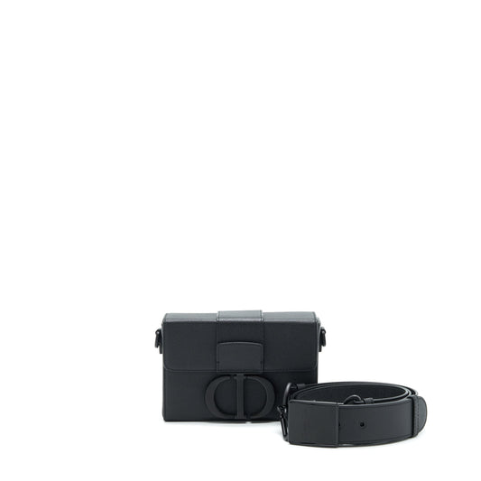 Dior Montaigne Box Purse In Grained Calfskin So Black Travel Bag