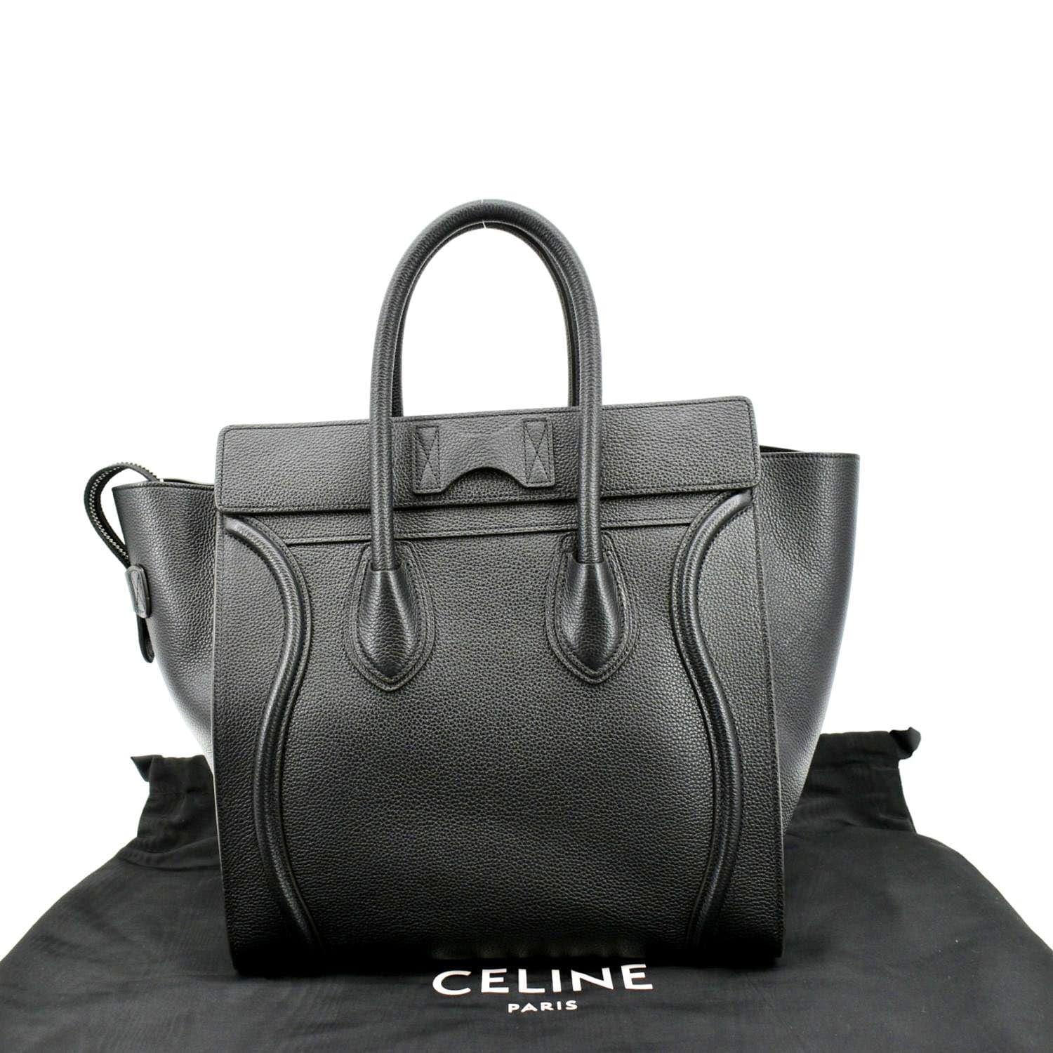 Drummed Luggage Calfskin Tote Bag Leather Black