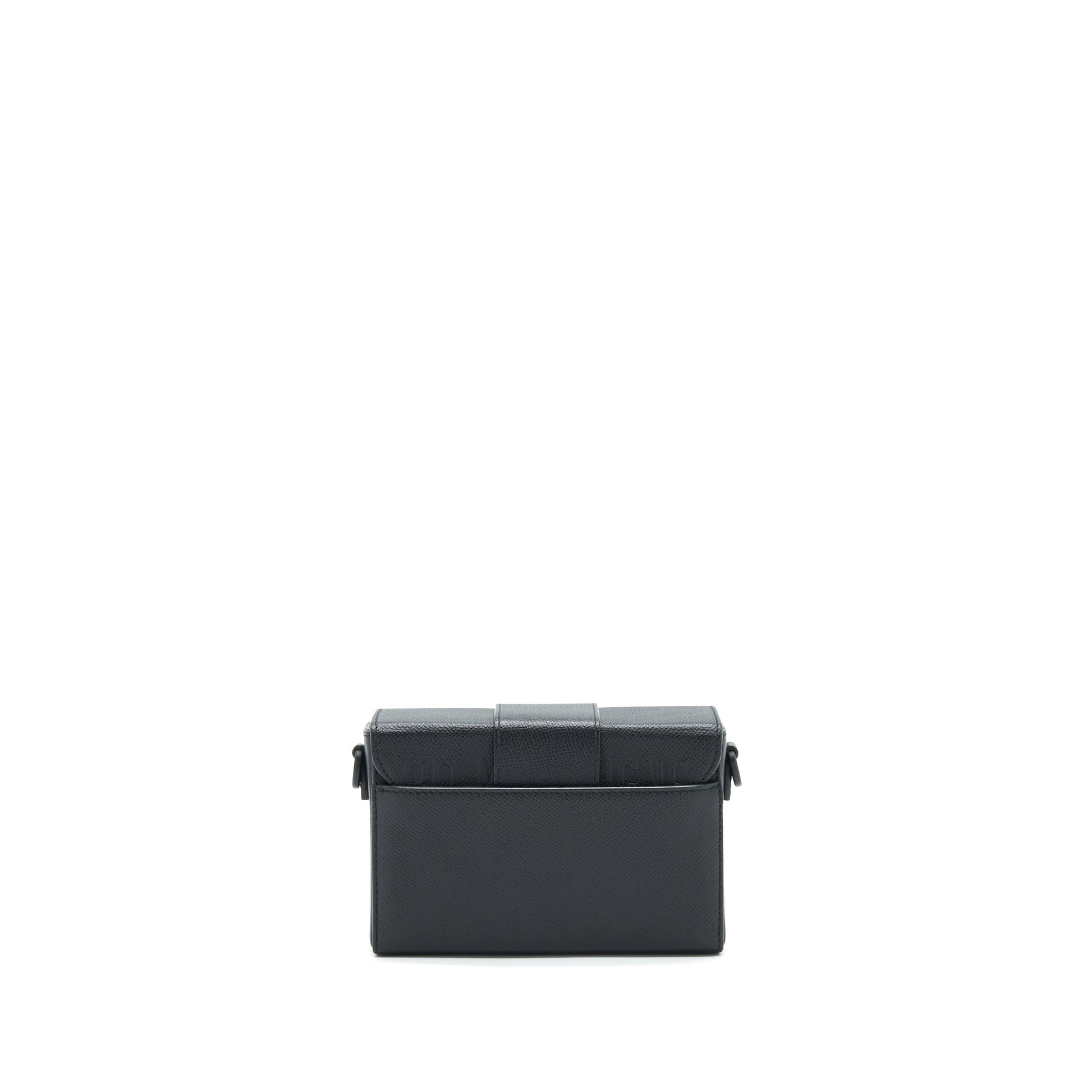 Dior Montaigne Box Purse In Grained Calfskin So Black Travel Bag