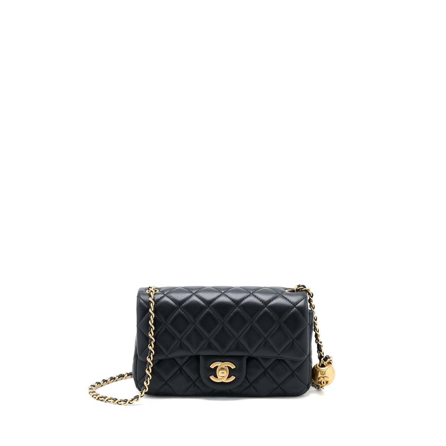 Chanel Pearl Crush Rectangular Flap Lambskin Brushed Black Shoulder Bag