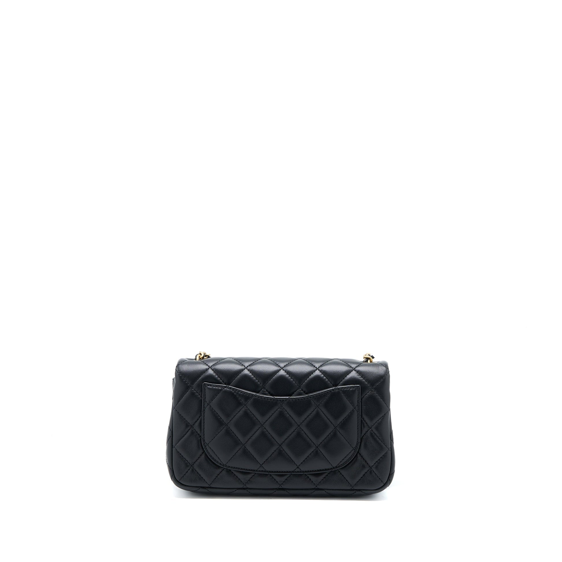 Chanel Pearl Crush Rectangular Flap Lambskin Brushed Black Shoulder Bag
