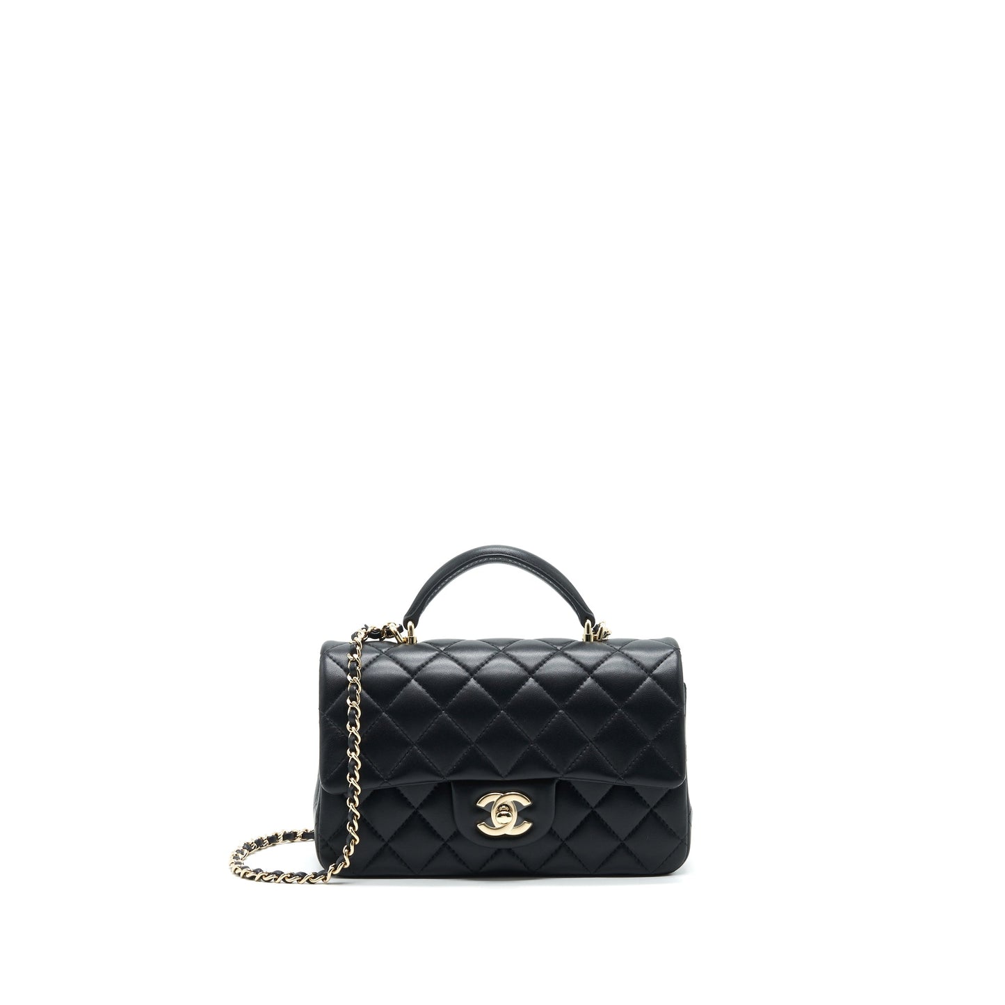 Chanel 21K top handle Rectangular flap LGHW Black Shoulder Bag