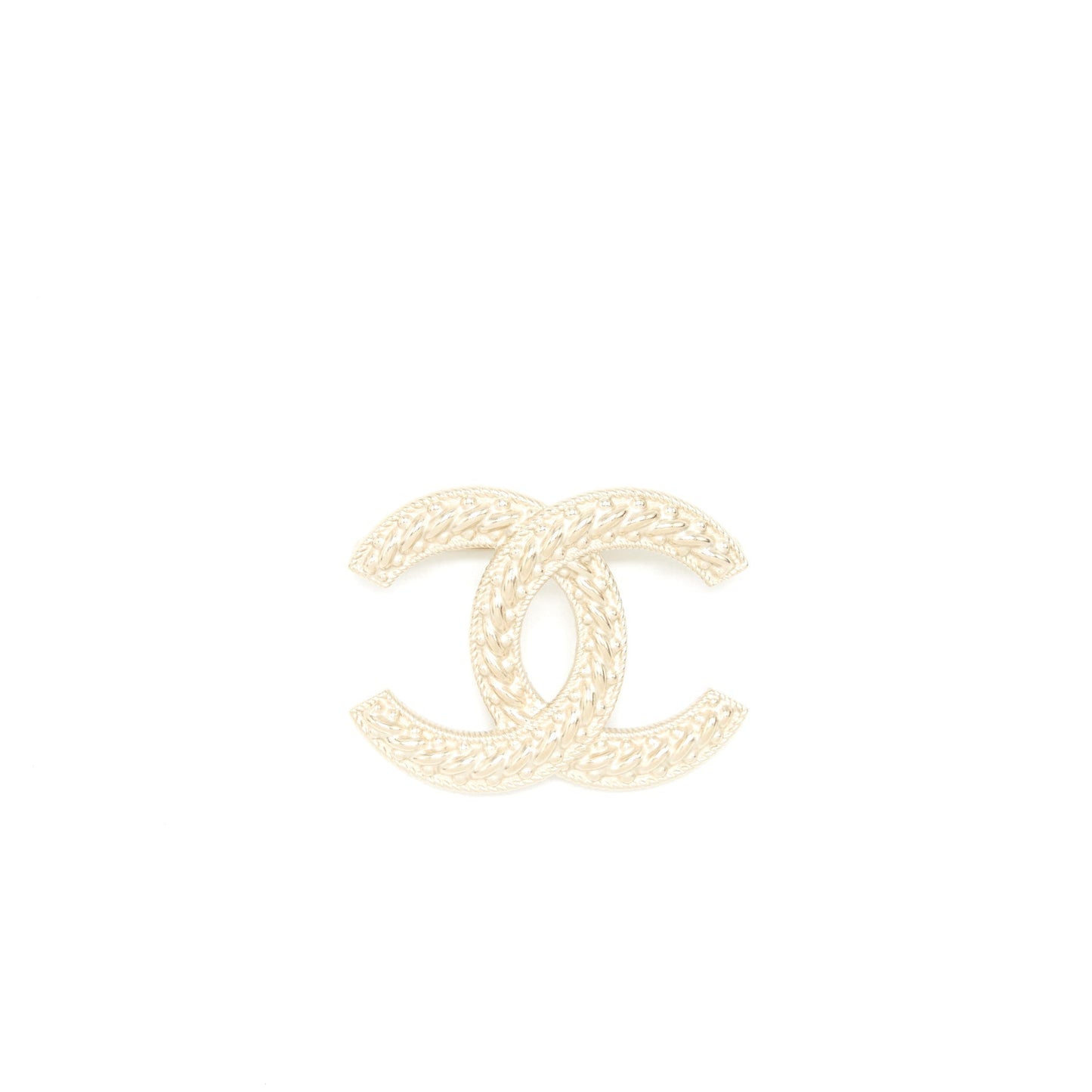 Chanel Detailed CC Logo Brooch Brushed Tone Silver Handbag