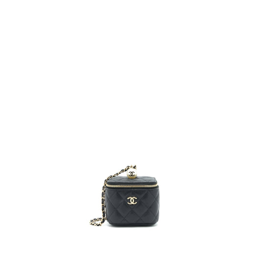 Chanel Vanity CC Pearl Caviar LGHW Black Small Clutch Bag