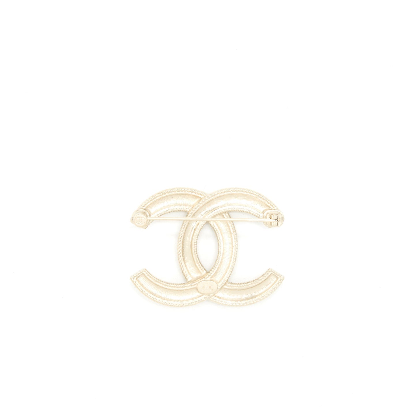 Chanel Detailed CC Logo Brooch Brushed Tone Silver Handbag