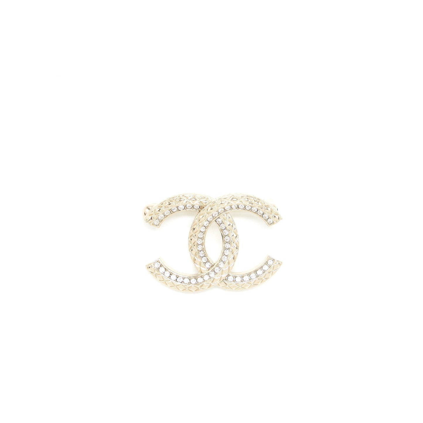 Chanel CC Logo Brooch Light Tone Gold Small Handbag