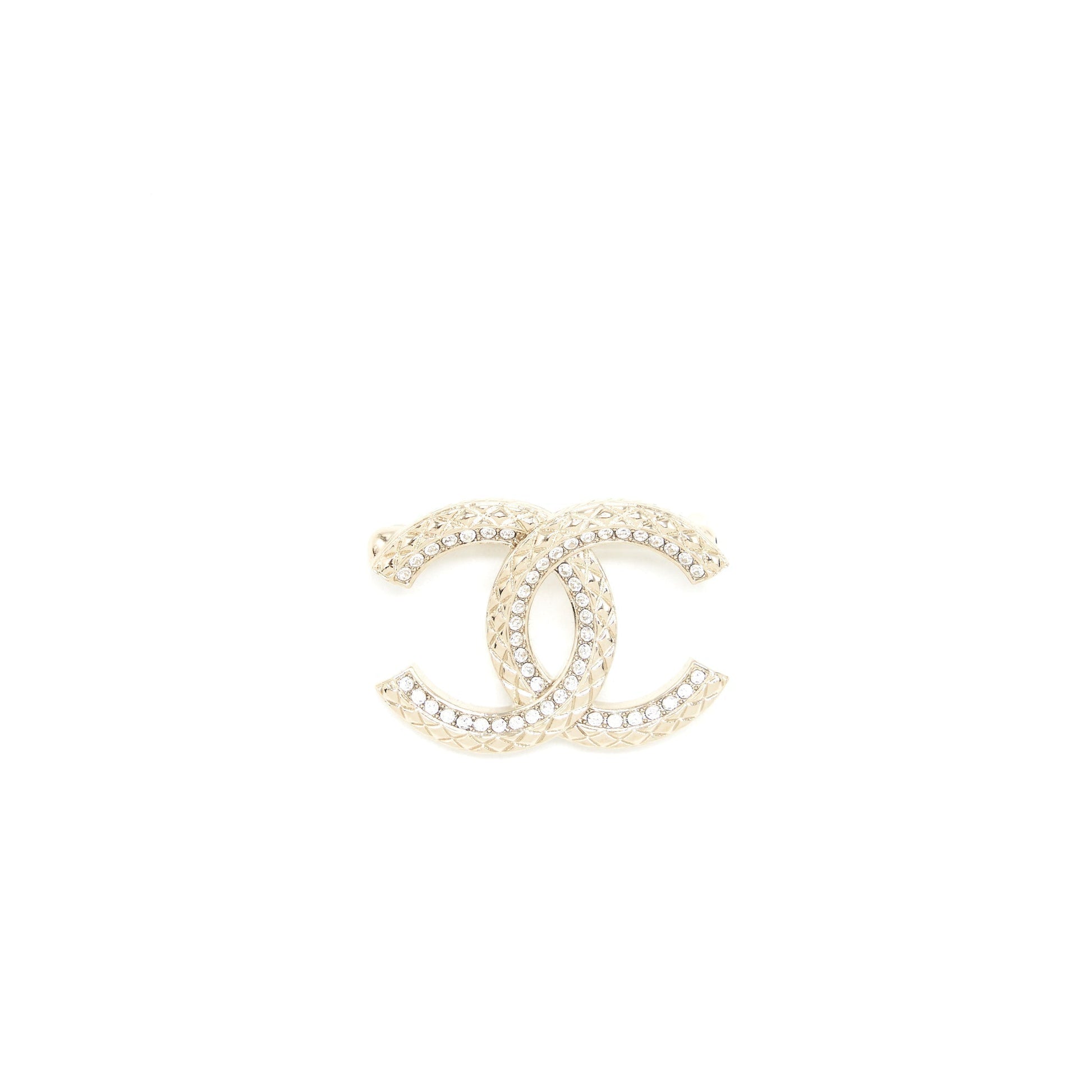 Chanel CC Logo Brooch Light Tone Gold Small Handbag