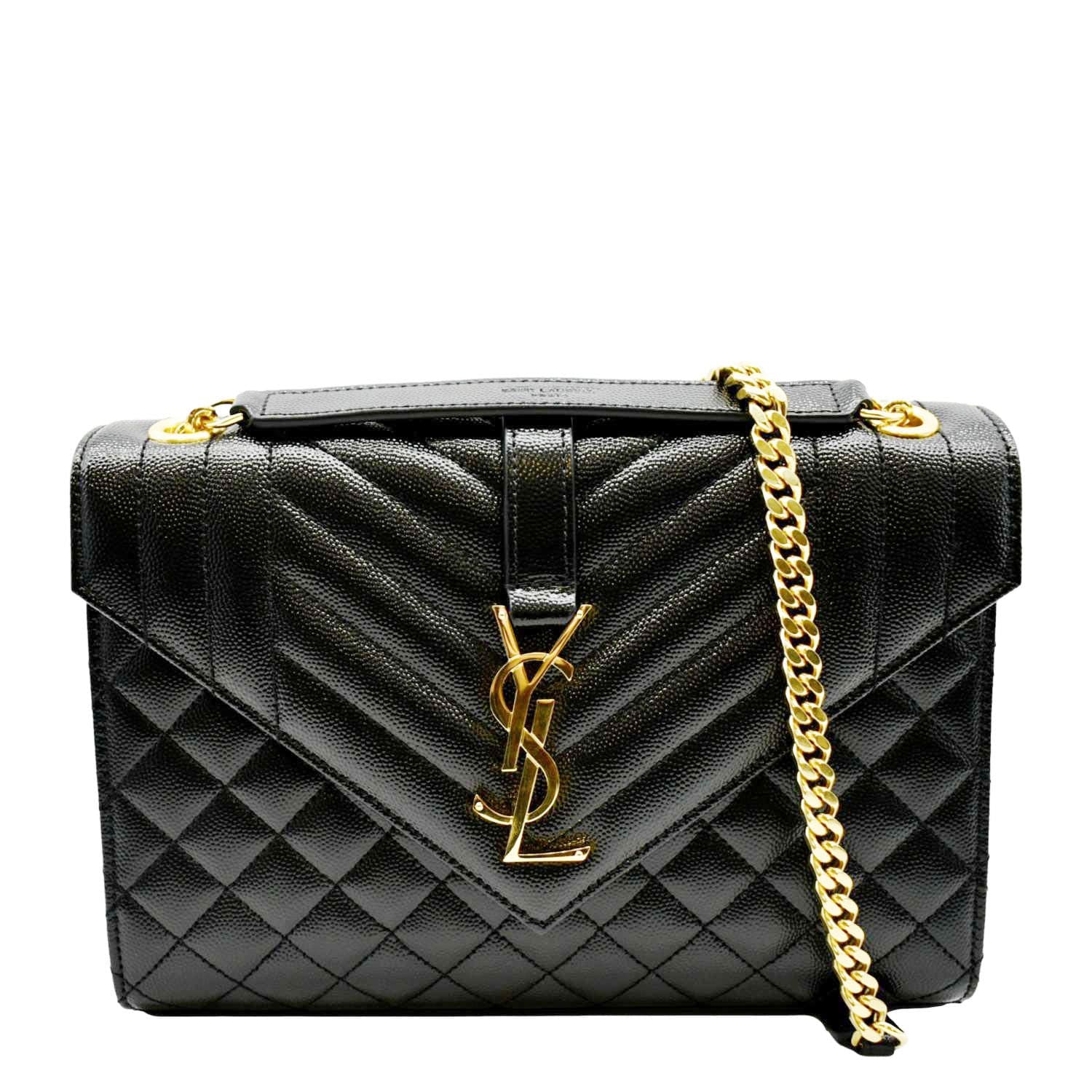 YSL Saint Laurent Saint Envelope Chain Shoulder Bag Leather Black