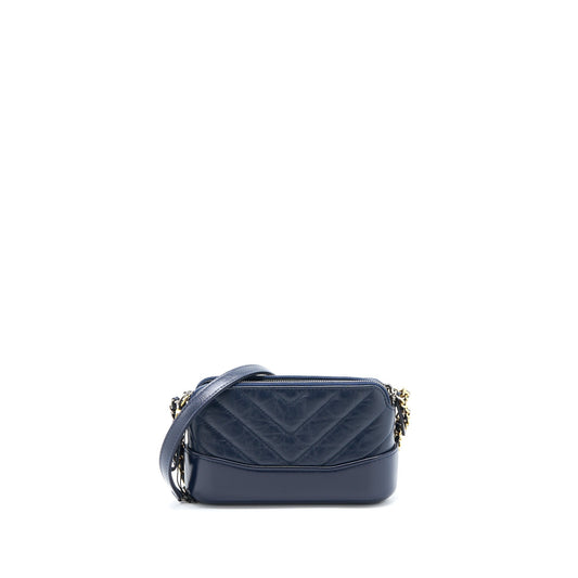 Chanel Gabrielle on Aged Calfskin Navy SHW Clutch Bag