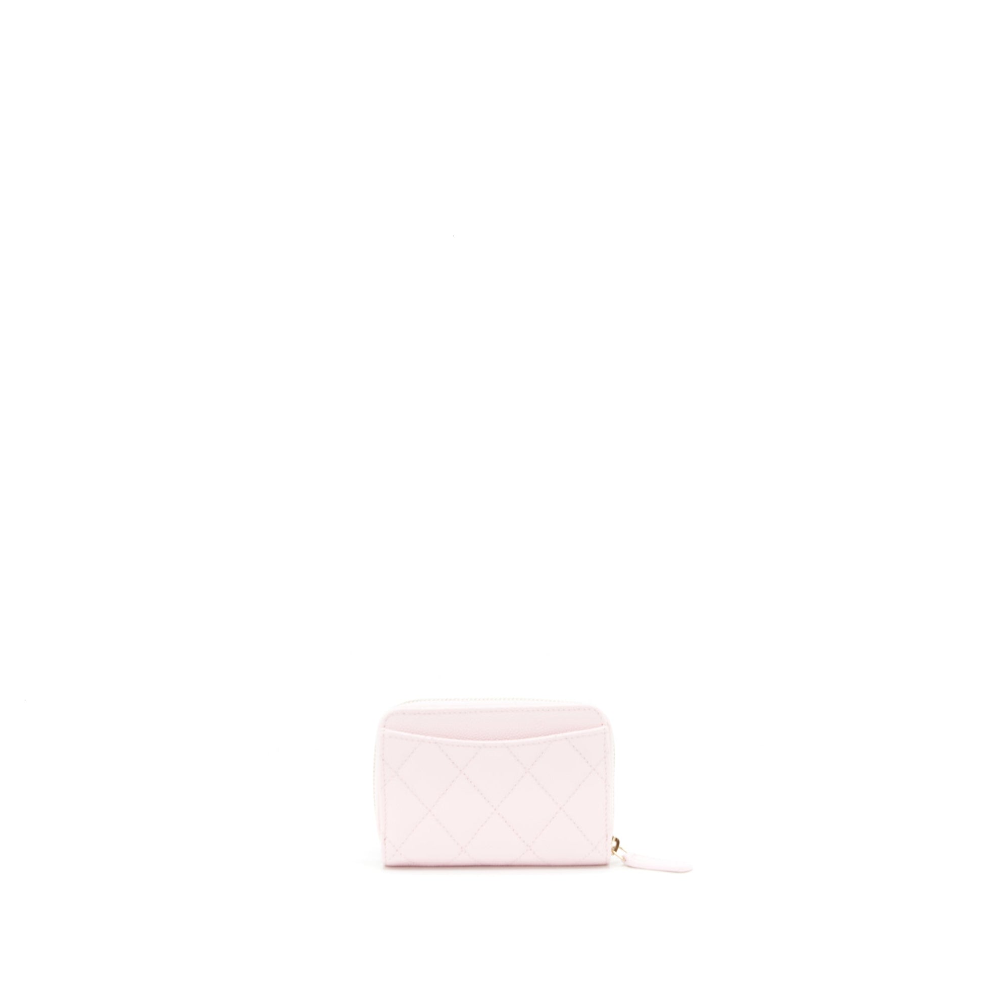 Chanel 22P Zip Card holder Caviar LGHW Pink Wallet Case