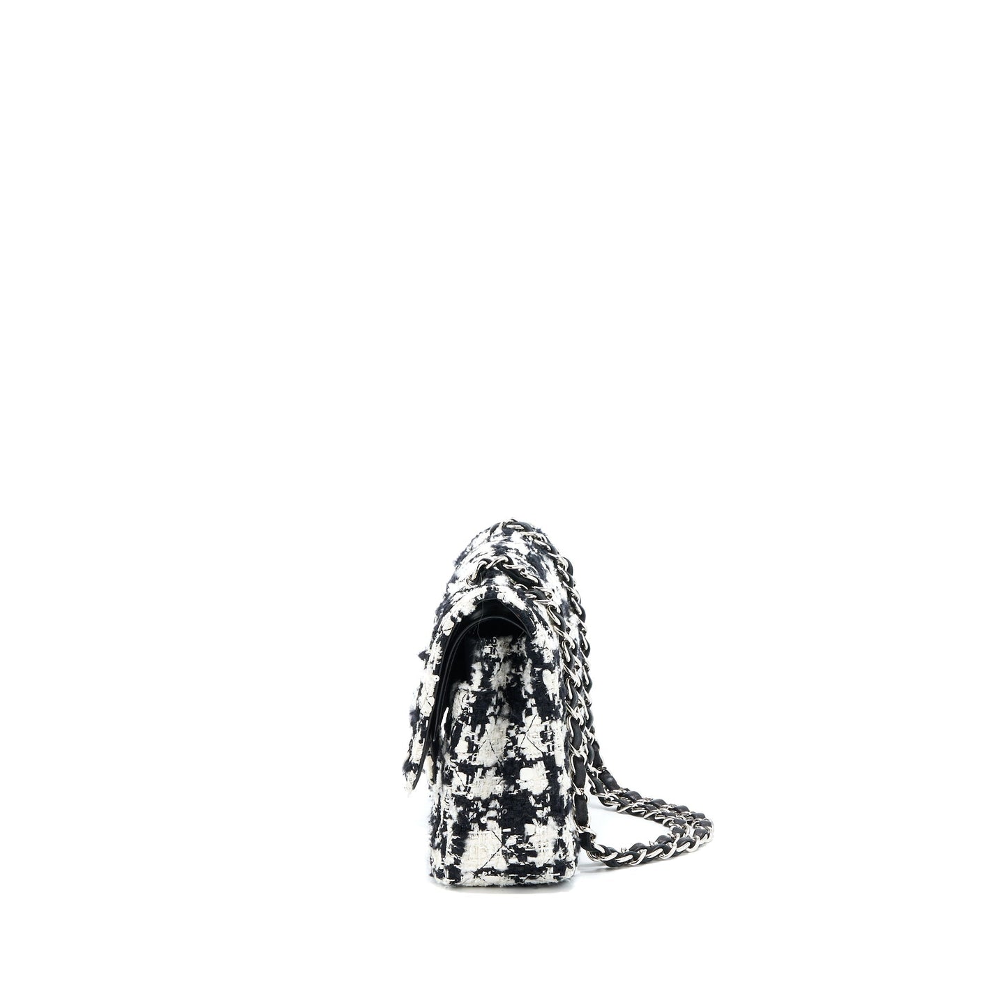 Chanel Classic Double Flap Tweed SHW Multicolour Black White Shoulder Bag