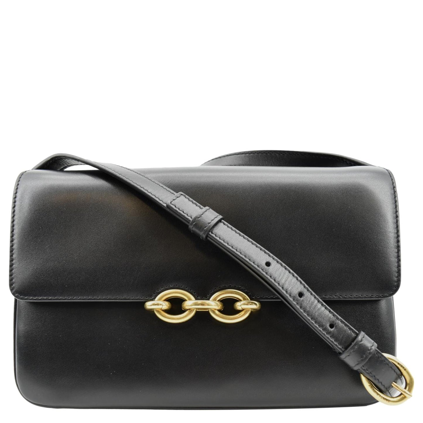 YSL Saint Laurent Yves Le Maillon Smooth Shoulder Bag Leather Black