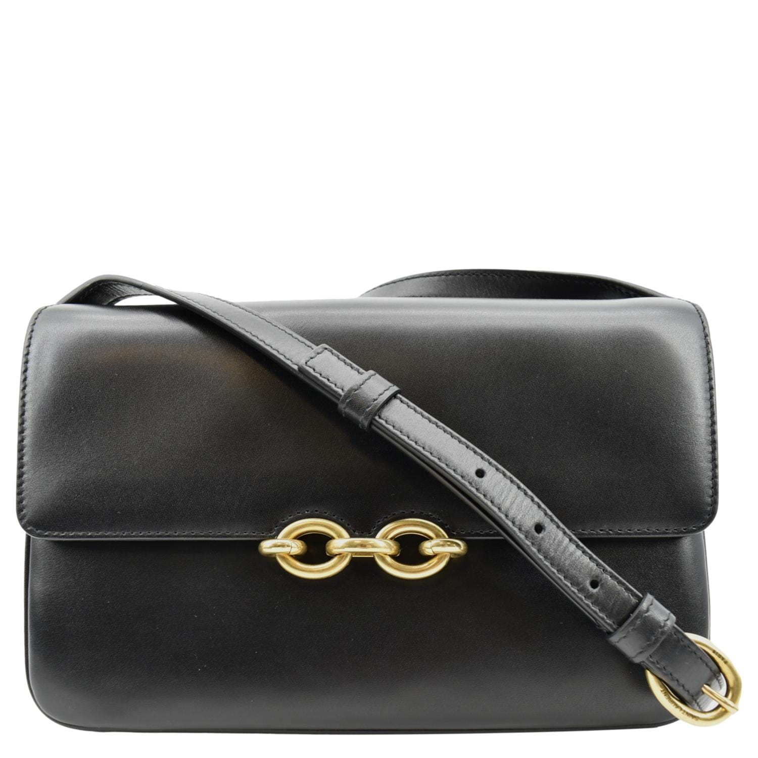 YSL Saint Laurent Yves Le Maillon Smooth Shoulder Bag Leather Black