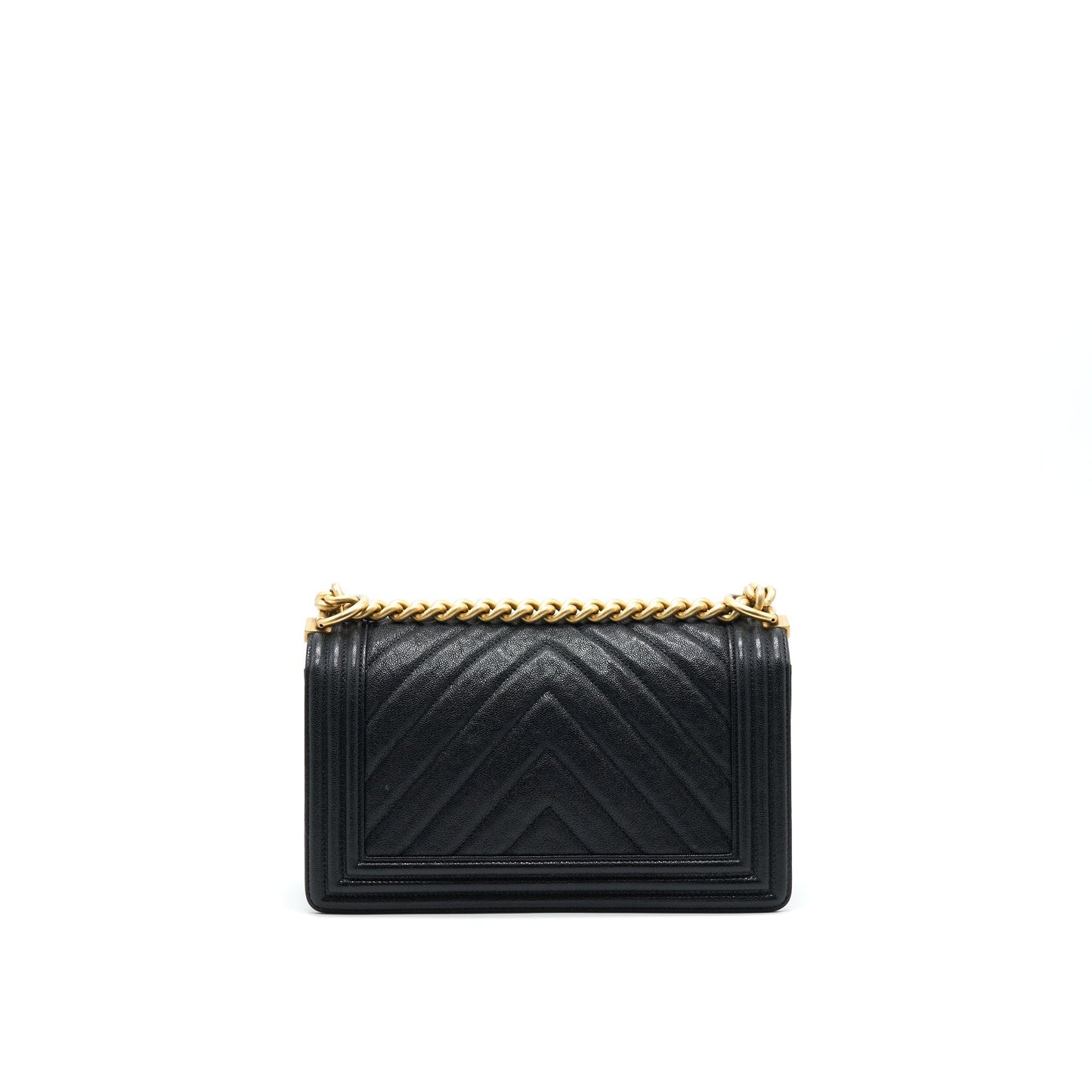Chanel Chevron Boy Caviar GHW Black Handbag