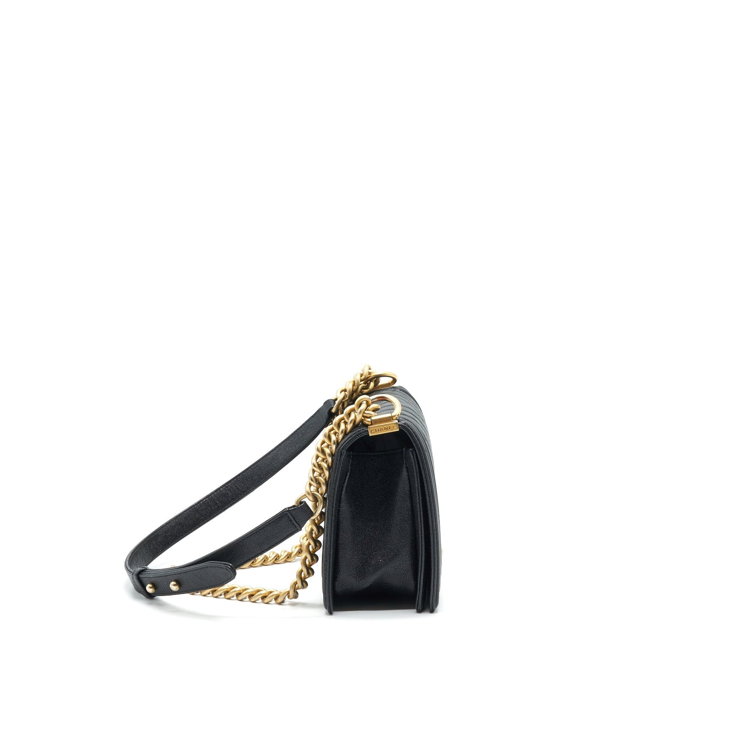 Chanel Chevron Boy Caviar GHW Black Handbag