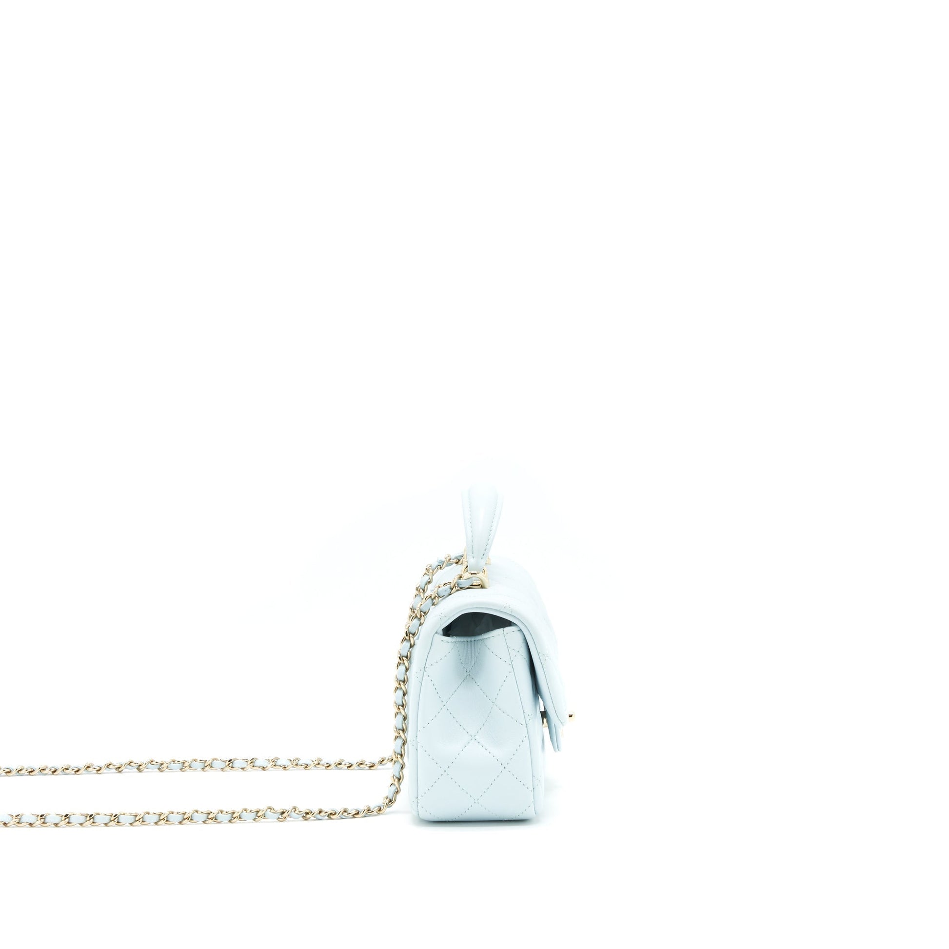 Chanel 21K Top Handle Rectangular Flap Pastel Blue Shoulder Bag