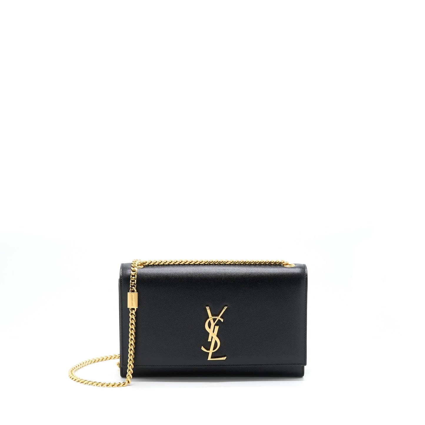 YSL Saint Laurent Kate Purse Grained Calfskin Travel Bag Black Medium