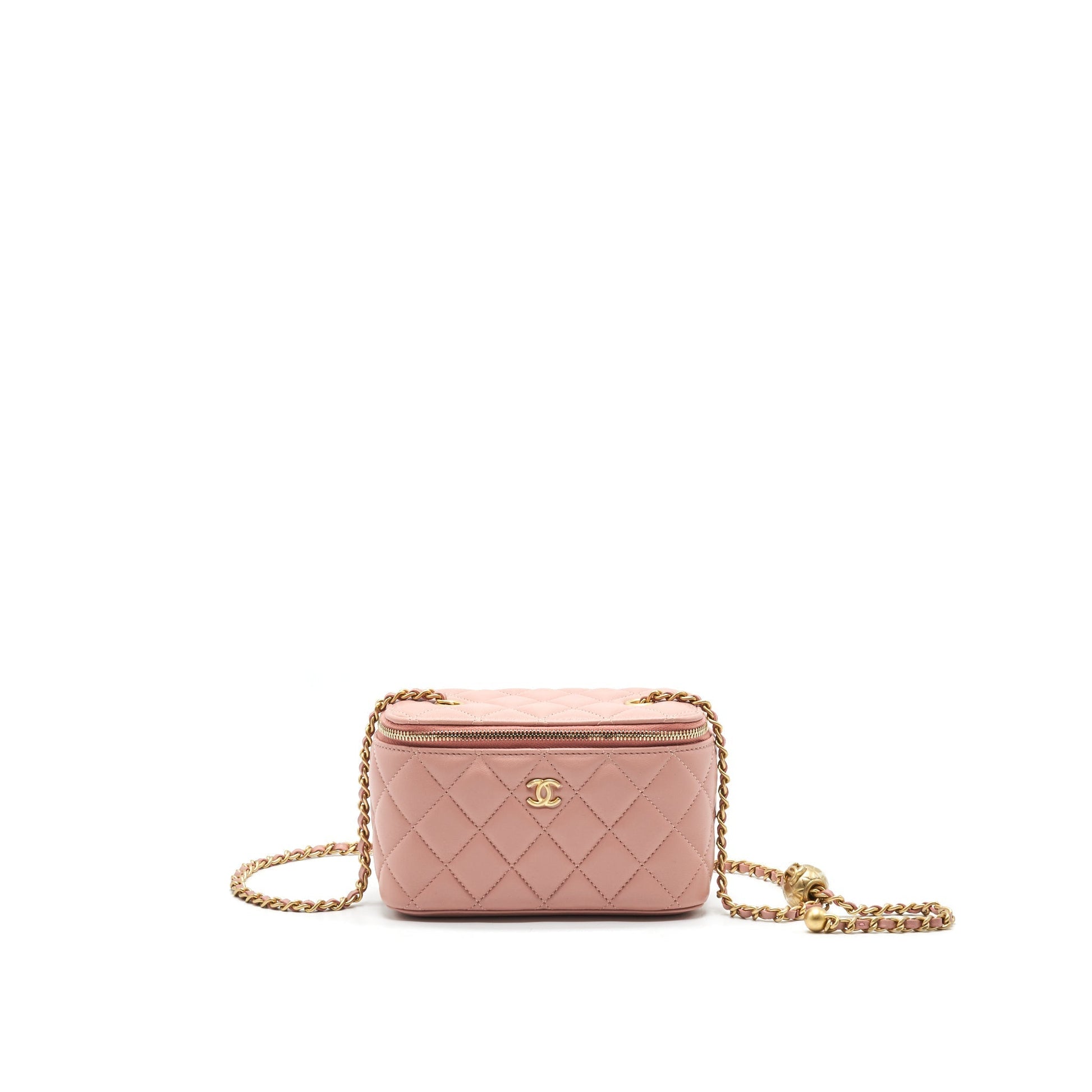Chanel 21B pearl Crush rectangular Vanity Dark Pink Handbag