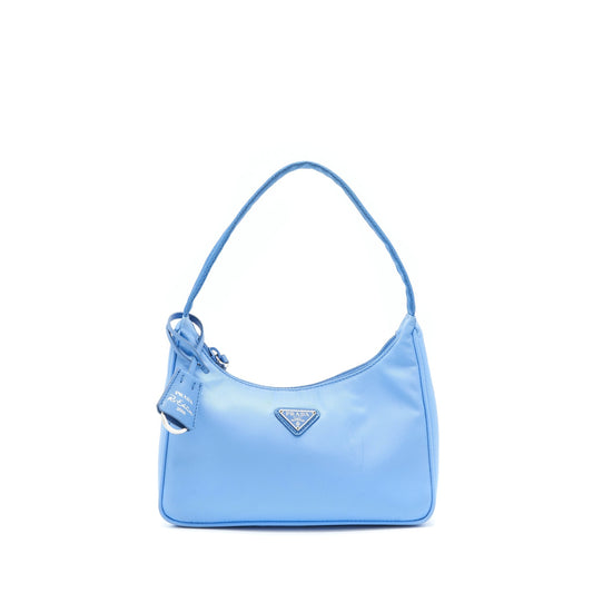 Prada Purse Handbag Nylon Blue Travel Bag