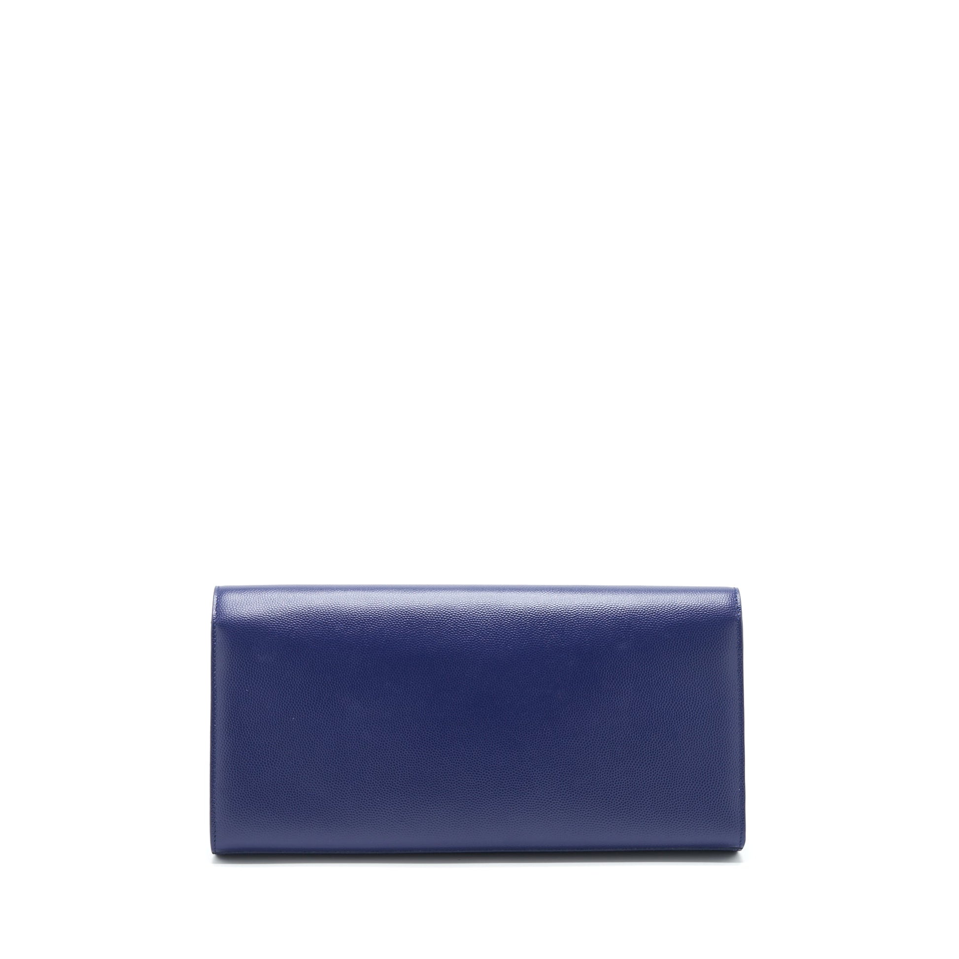 YSL Saint Laurent Clutch Caviar Blue Clutch Bag