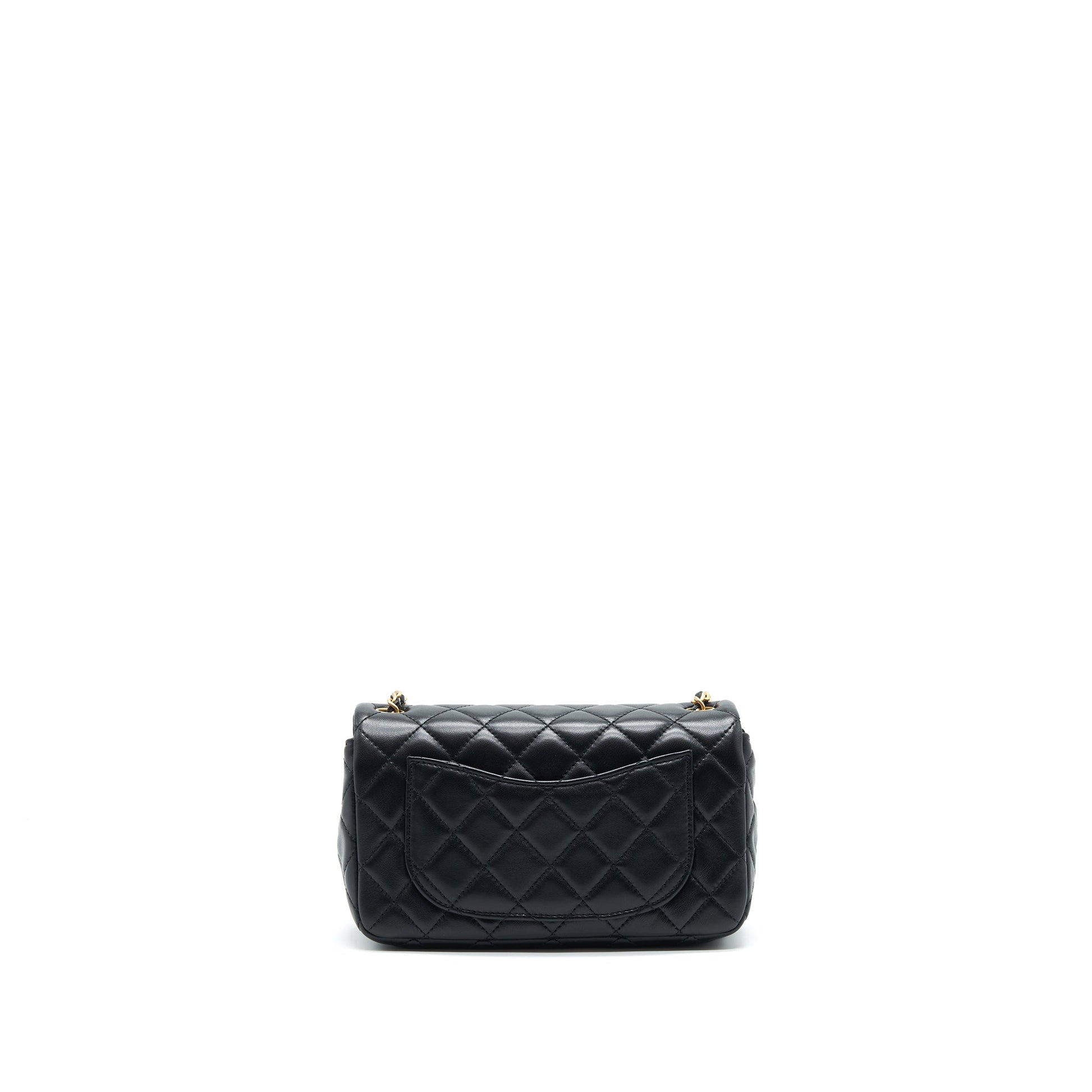 Chanel 22C pearl Crush rectangular Flap Lambskin Black Shoulder Bag