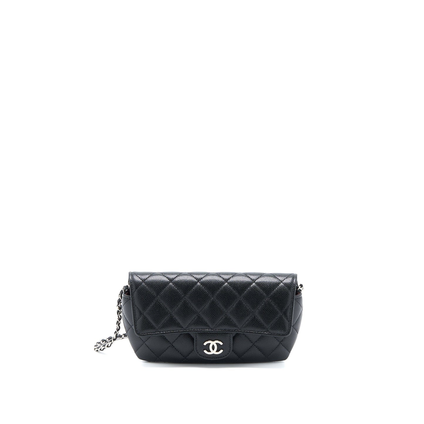 Chanel Flap Glasses Caviar SHW Black Sunglasses