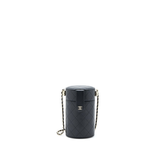 Chanel Vertical Lambskin LGHW Black Clutch Bag