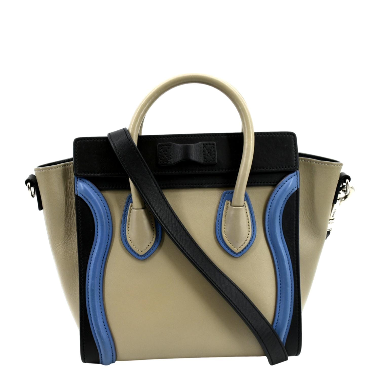 Nano Luggage Calfskin Shoulder Bag Tricolor Leather
