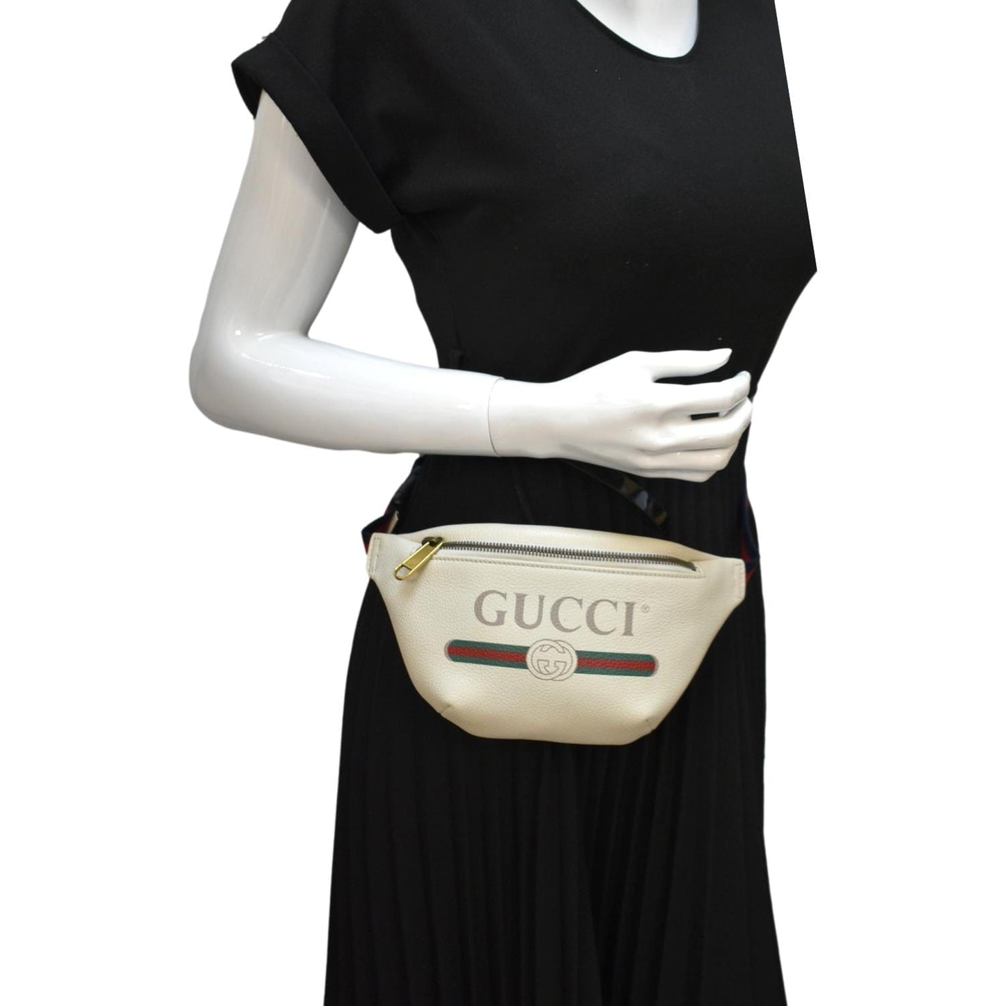 Gucci Print Belt Waist Bum Bag Leather White Accessory