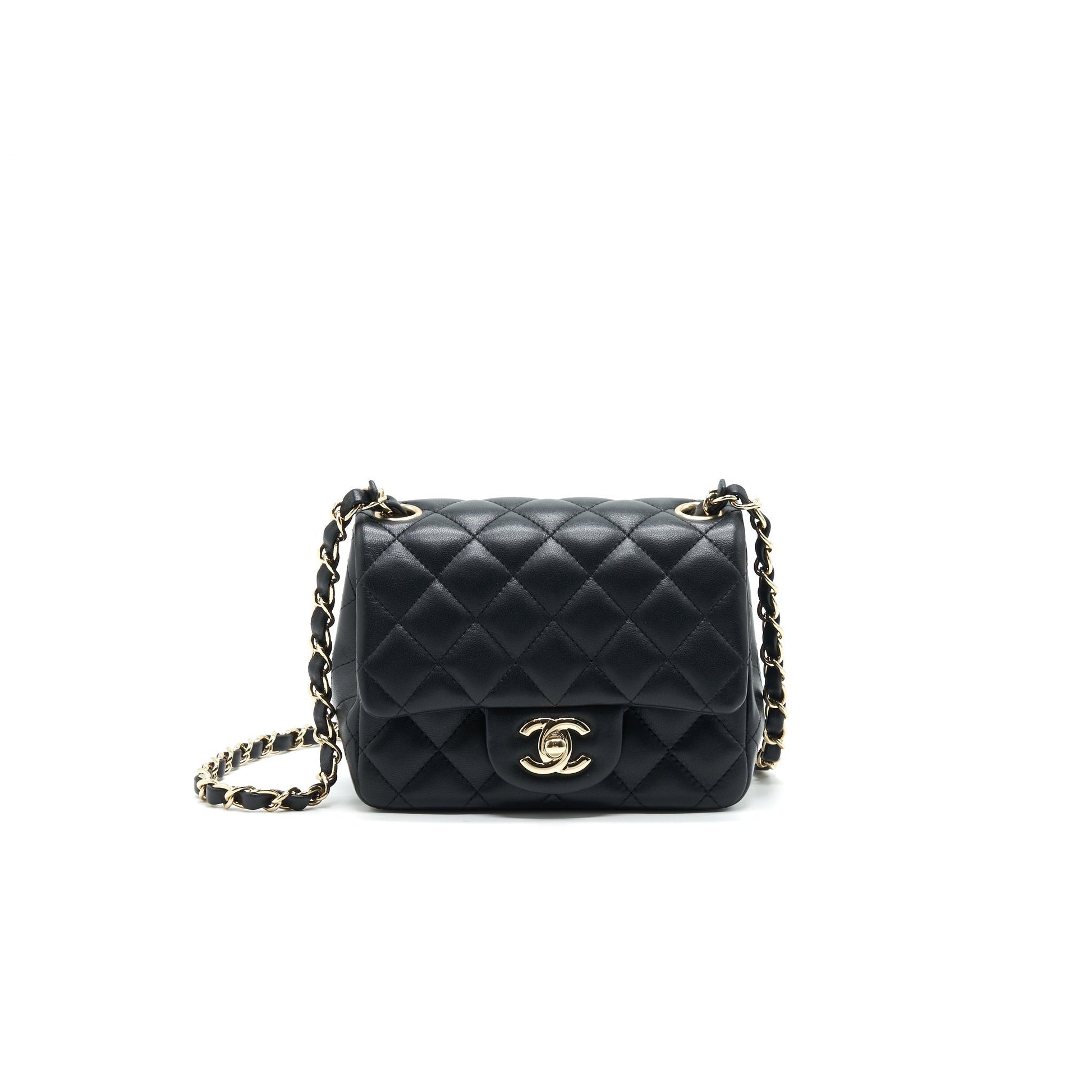 Chanel Square Lambskin LGHW serial 29 Black Mini Bag