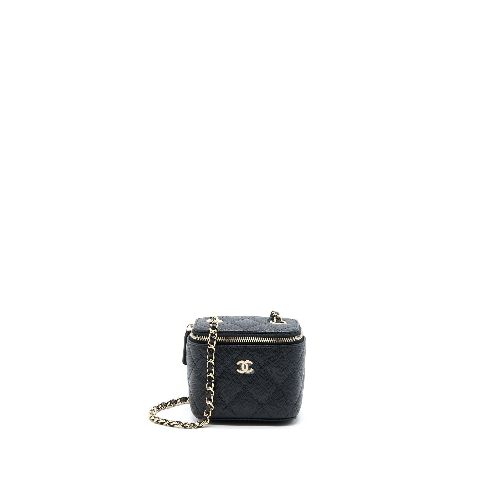 Chanel Square Vanity Caviar LGHW Microchip Black Mini Bag