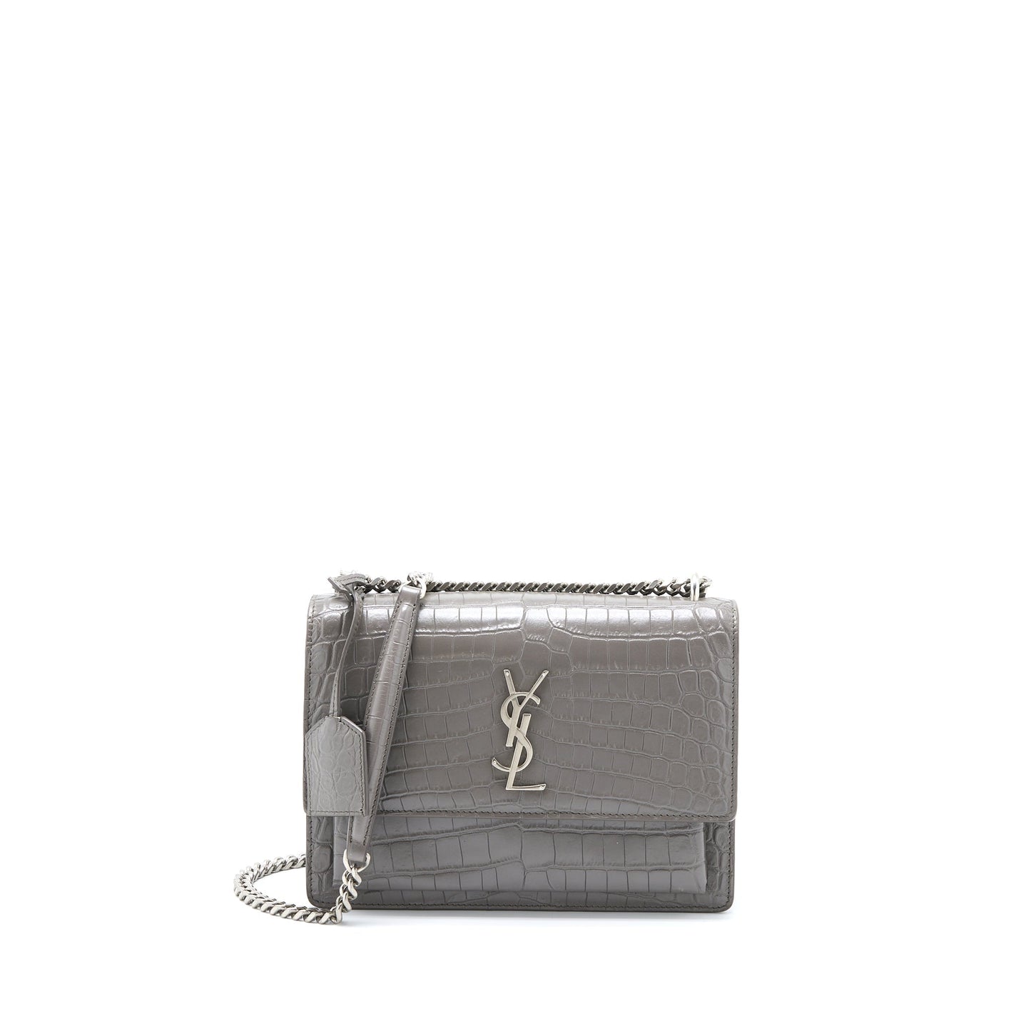 YSL Saint Laurent Saint Laurent Sunset Purse Crocodile Embossed Calfskin Medium Chain Travel Bag