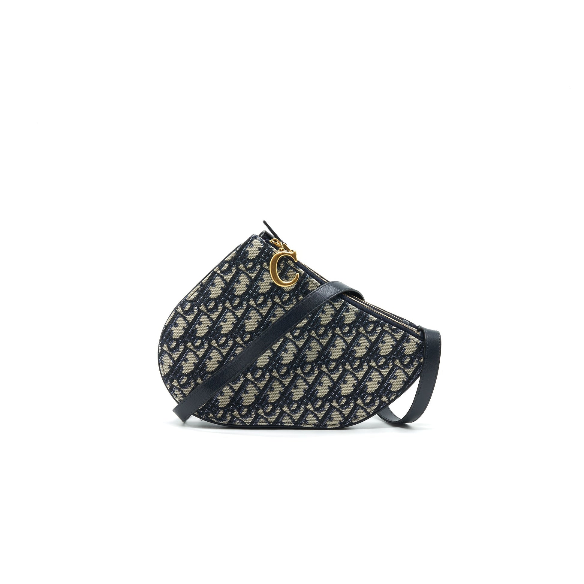 Dior Christian Saddle Pouch Navy Handbag Travel Bag