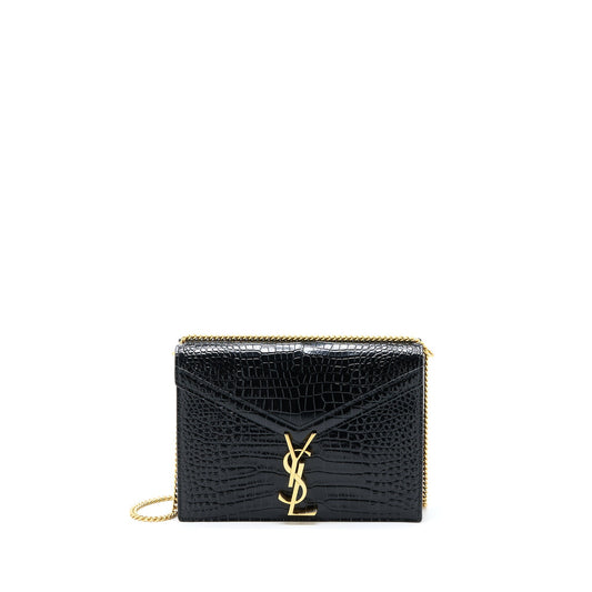 YSL Saint Laurent Saint Laurent Cassandra Purse Crocodile Embossed Travel Leather Black Travel Bag