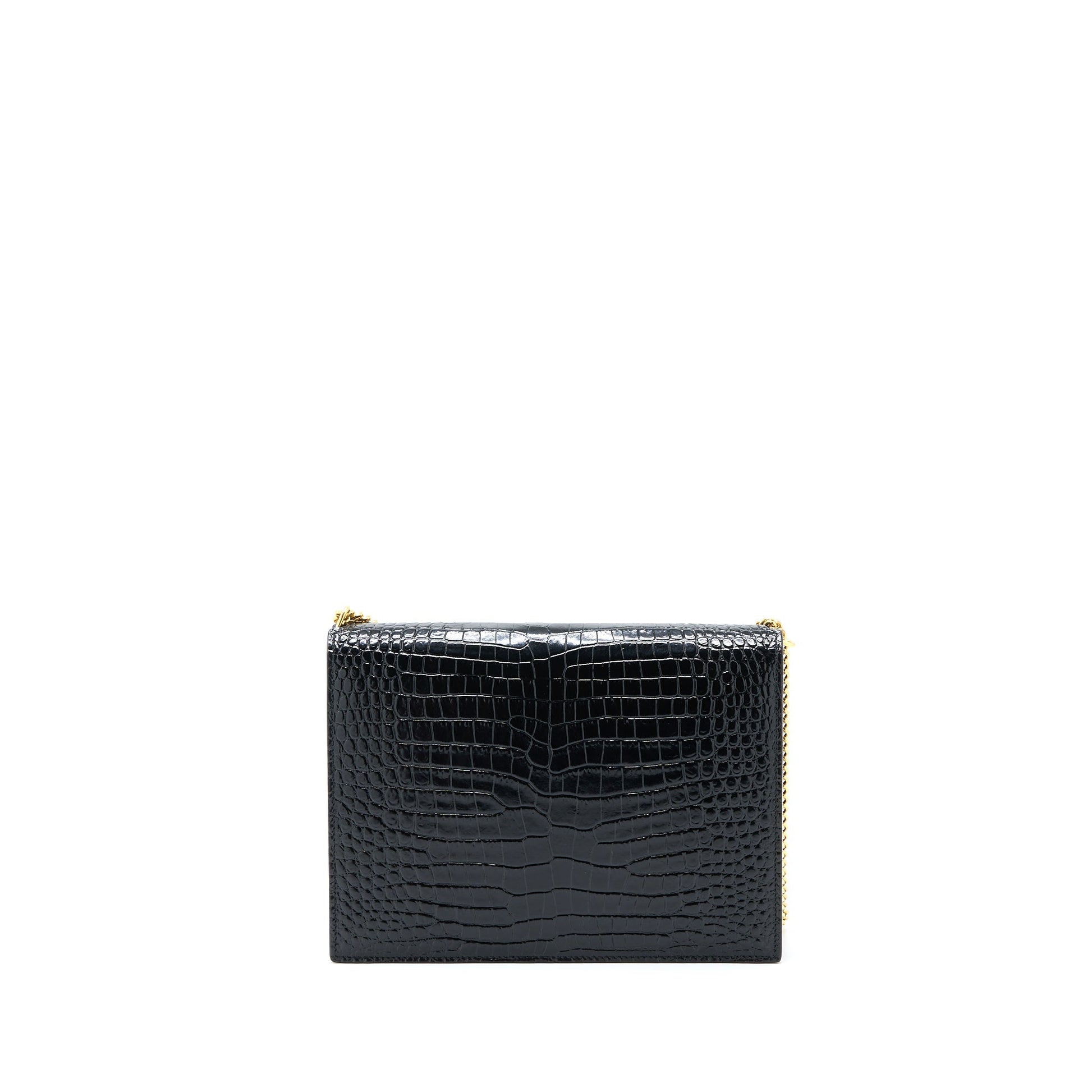 YSL Saint Laurent Saint Laurent Cassandra Purse Crocodile Embossed Travel Leather Black Travel Bag