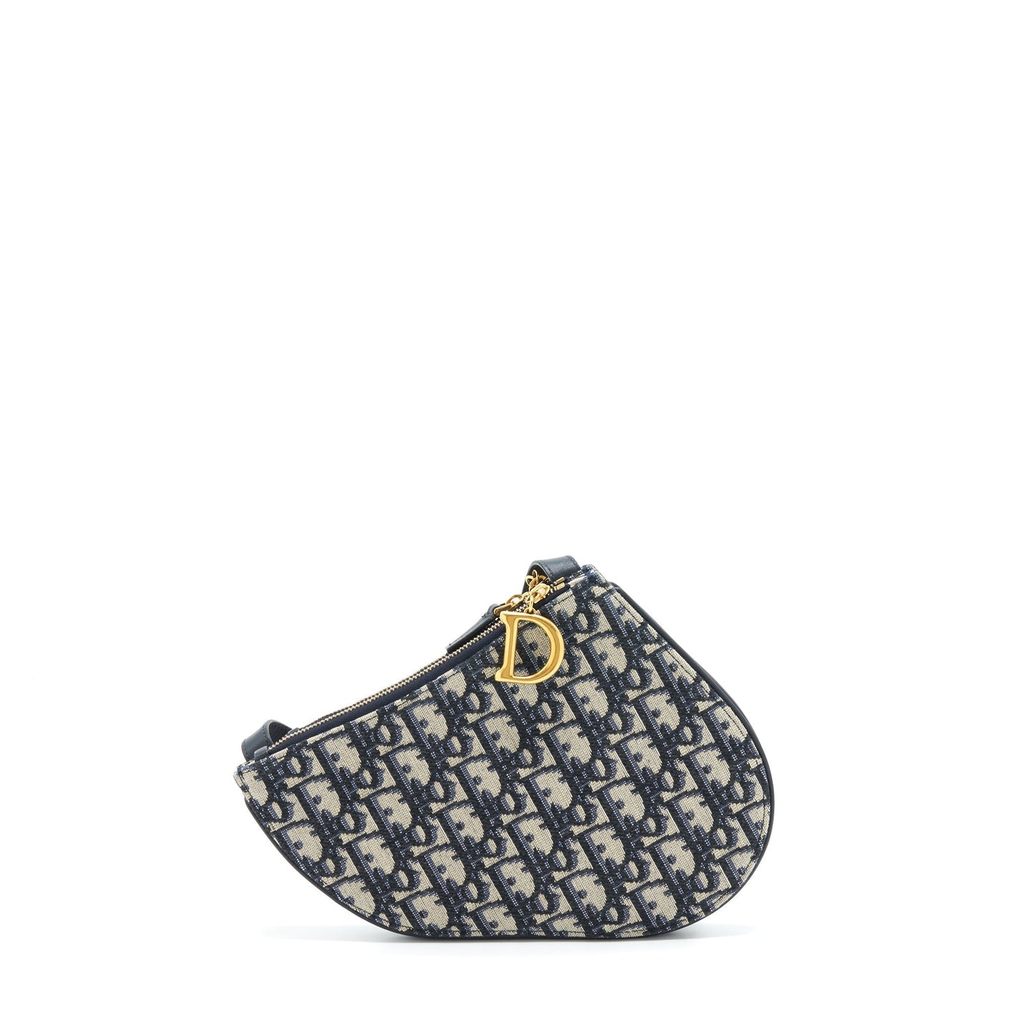 Dior Saddle Pouch Oblique Handbag Canvas Blue Travel Bag