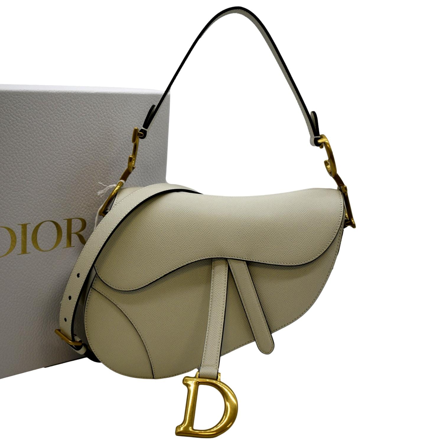 Dior Saddle Grained Calfskin Shoulder Bag Leather Beige