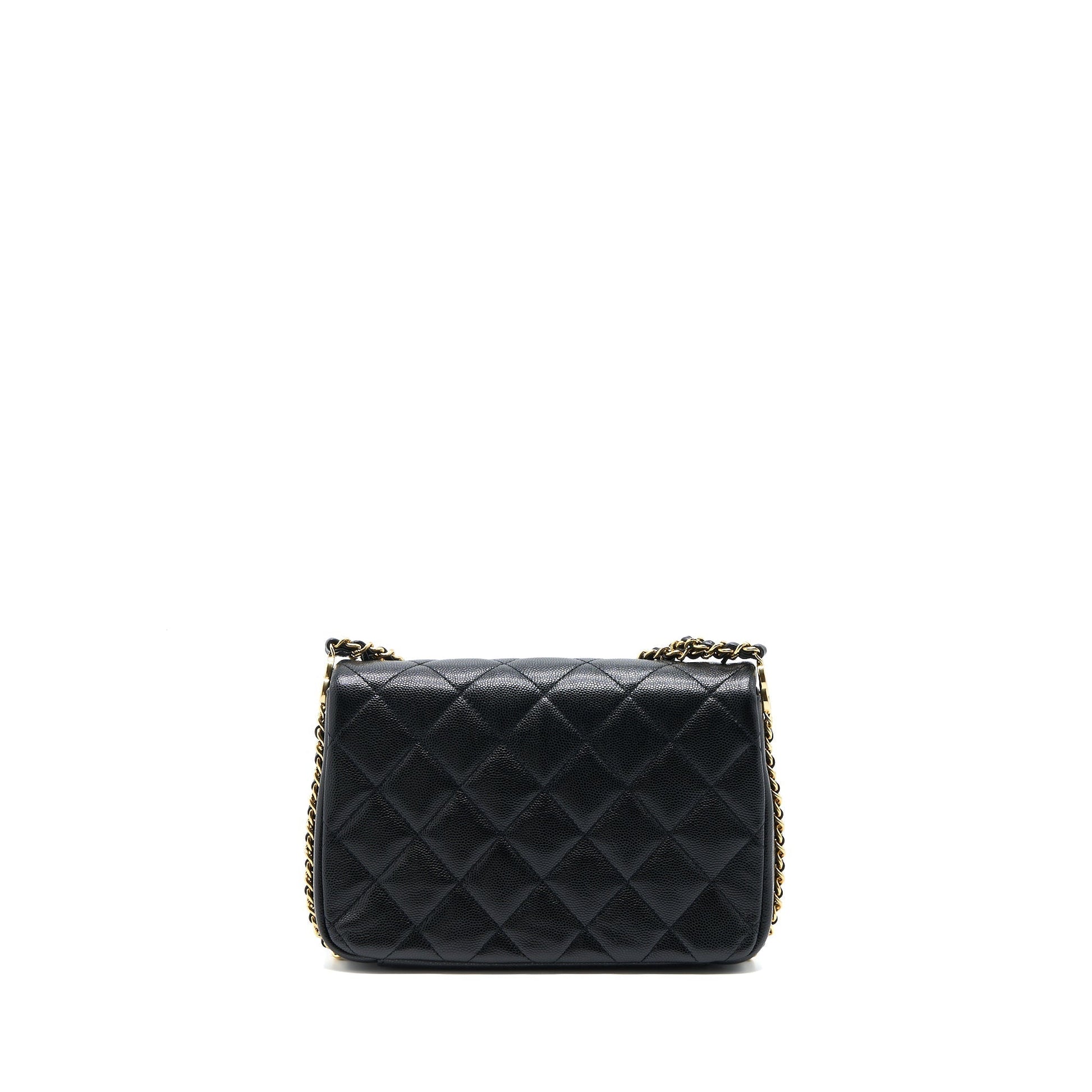 Chanel 23C Flap CC Logo Grained Calfskin Black Shoulder Bag