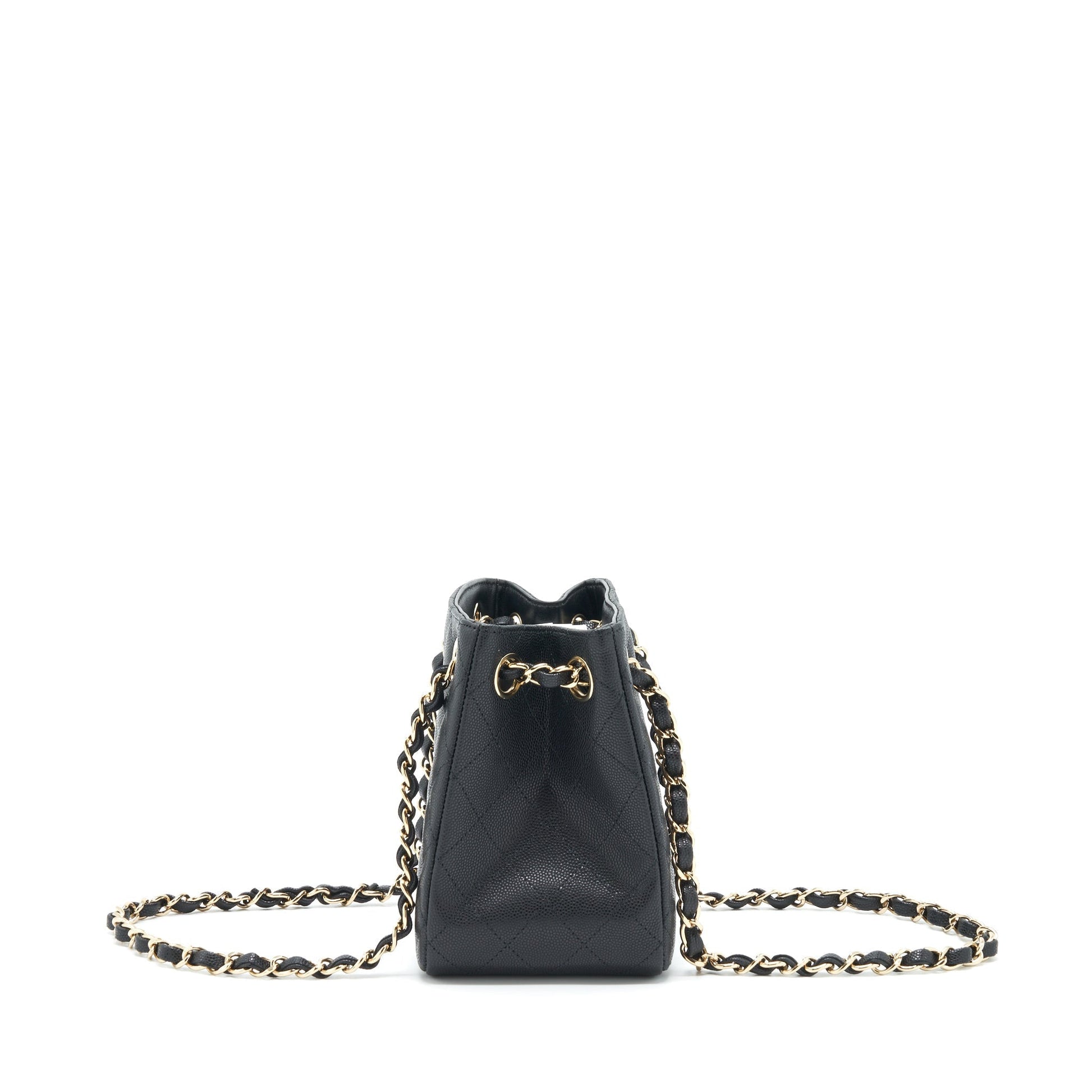 Chanel 22S Bucket Caviar LGHW Microchip Black Bucket Bag